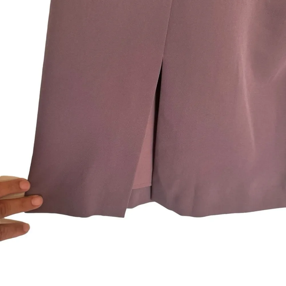 NWT KAY UNGER Size 4 Anya Asymmetric Crepe Midi-Dress - Mink color